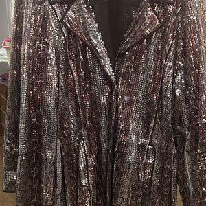 Sequin Embellished Jacket - Silver
